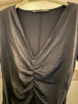 Body Zara negro drapeado manga larga