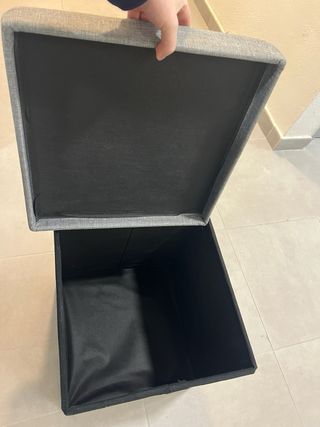 Taburete Plegable Gris Tela