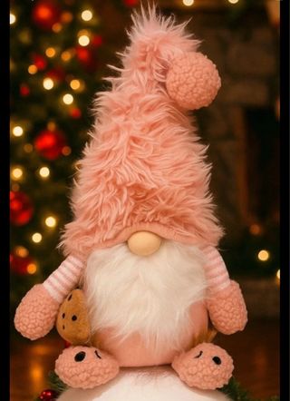 Gnomo Rosa Peluche Adorno Navideño