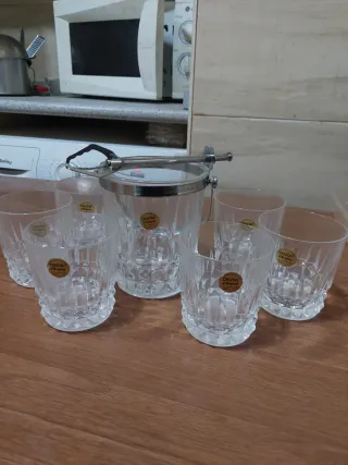 6 Vasos y Cubitera Cristal d'Arques