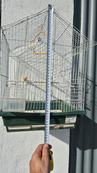 Jaula para canarios blanca y verde