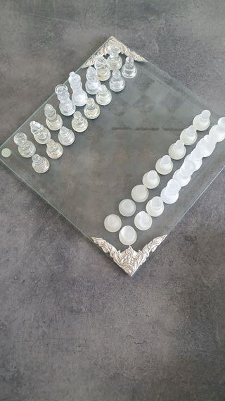 Scacchiera cristallo nuova con decorazione argento