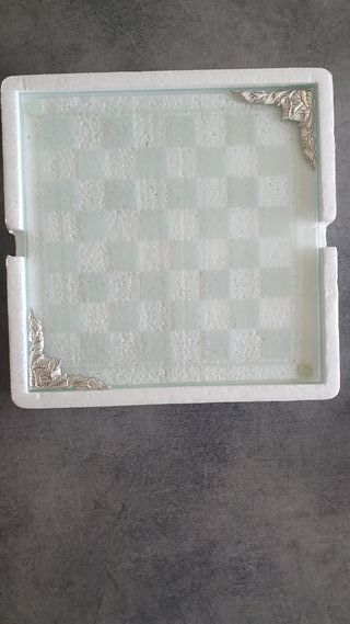 Scacchiera cristallo nuova con decorazione argento