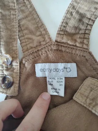 Peto de pana marrón bebé 3 meses