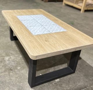 Mesa de centro salón madera roble hecha a mano