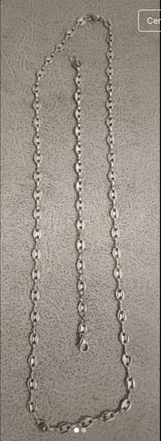 Juego Cadena 60cm y Pulsera 20cmPlata Granos de Ca