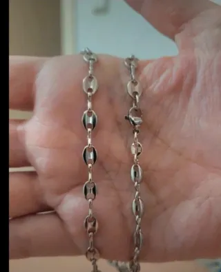 Juego Cadena 60cm y Pulsera 20cmPlata Granos de Ca