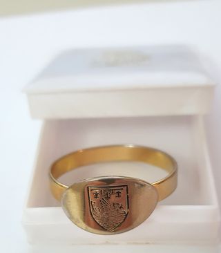 Antico Anello dorato sigillo con stemma grifone