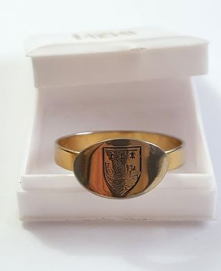 Antico Anello dorato sigillo con stemma grifone