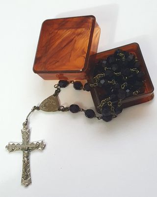 Antico Rosario Sant’Antonio con grani neri