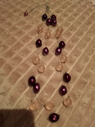 Collar Cuentas Rosa Malva Bisutería