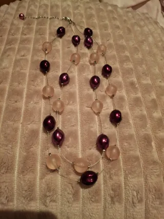 Collar Cuentas Rosa Malva Bisutería