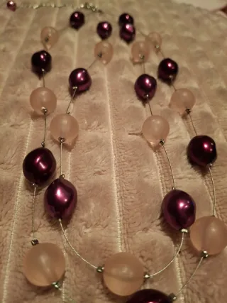 Collar Cuentas Rosa Malva Bisutería