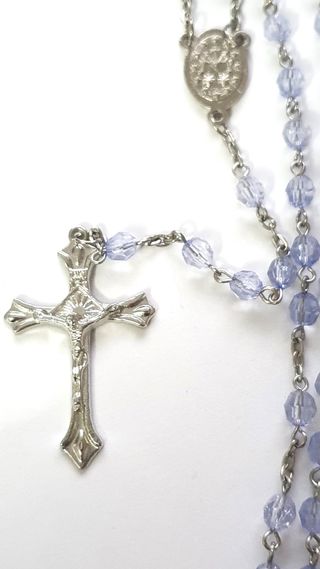 Rosario Vergine di Lourdes con grani trasparenti