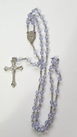 Rosario Vergine di Lourdes con grani trasparenti