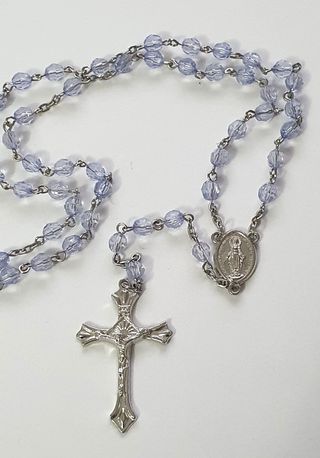 Rosario Vergine di Lourdes con grani trasparenti