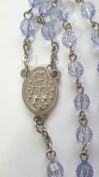 Rosario Vergine di Lourdes con grani trasparenti