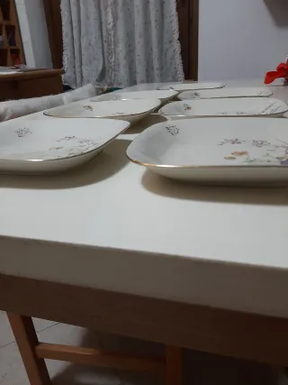 Set 7 Piatti Quadrati Antichi Floreali