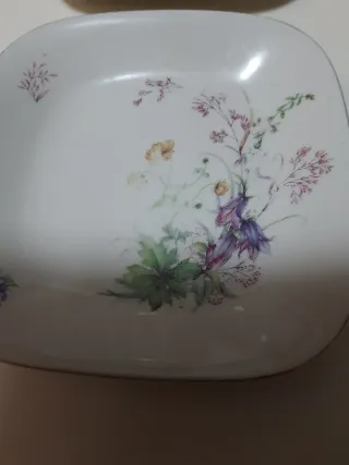 Set 7 Piatti Quadrati Antichi Floreali