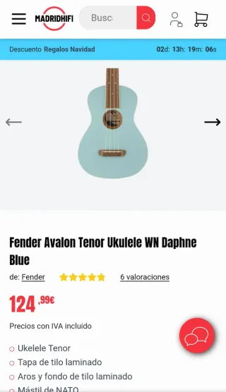Ukelele Fender Avalon Tenor Daphne Blue