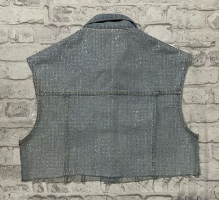 Chaleco Denim Crop Brillos Luxury