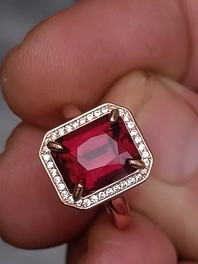 Anillo Plata Granate Tanzania