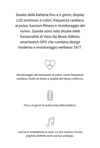 Garmin Venu Sq Music GPS Smartwatch Nero