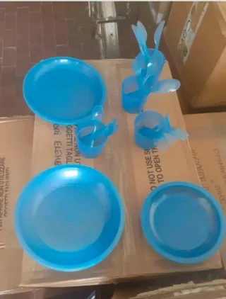 Set campeggio 4 persone blu