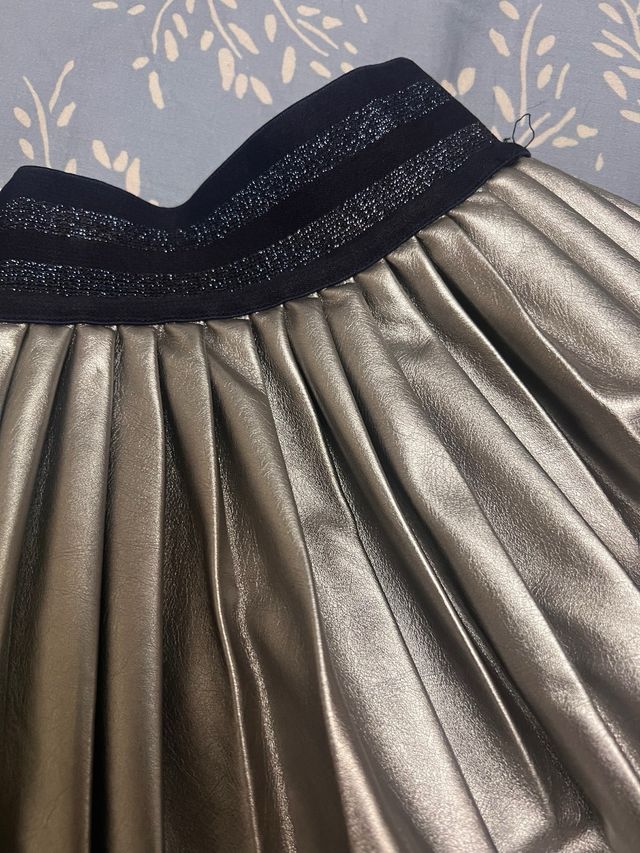 Gonna plissé grigio argento