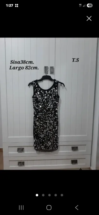 Vestido lentejuelas negro/plata T.S