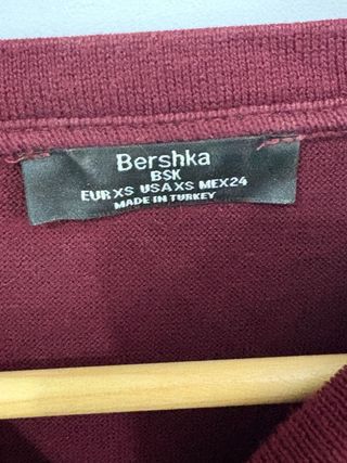 Sudadera Bershka BSK granate con franjas –Talla XS