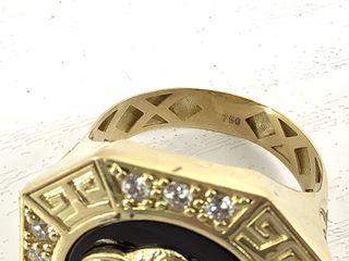 sello oro 18k con piedra con circonita