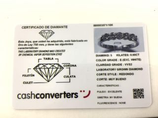 anillo oro 18k con piedra con diamante de laboratorio