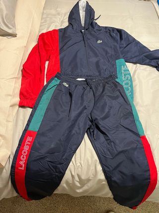 Conjunto chándal Lacoste azul y rojo