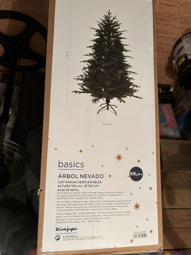 Árbol de Navidad Nevado 150cm, El Corte Inglés