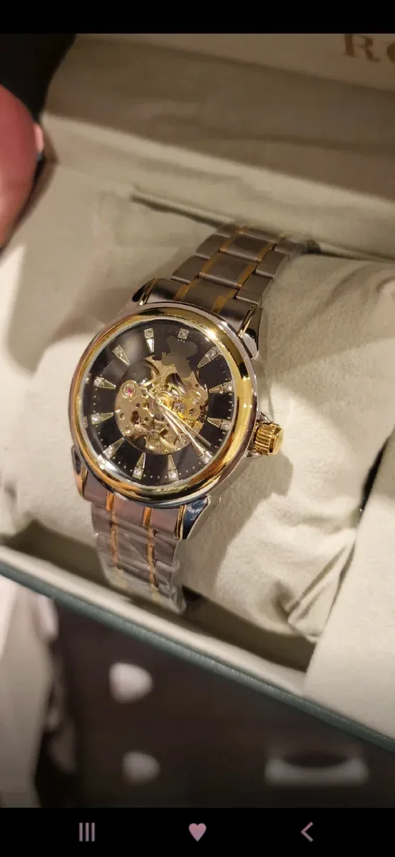 Reloj Automático Esqueleto Dorado y Plateado