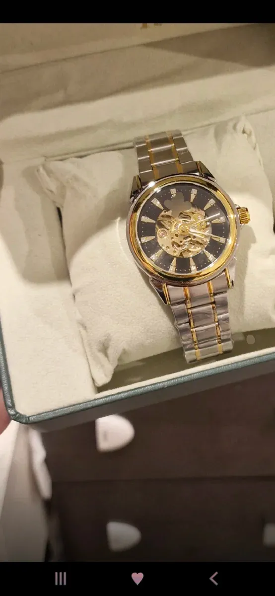 Reloj Automático Esqueleto Dorado y Plateado