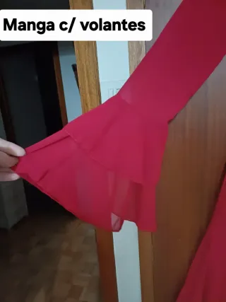 VESTIDO LARGO Manga C/ volantes. C/ transparencias