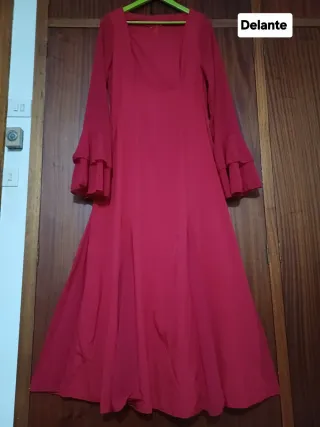 VESTIDO LARGO Manga C/ volantes. C/ transparencias