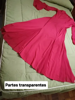 VESTIDO LARGO Manga C/ volantes. C/ transparencias