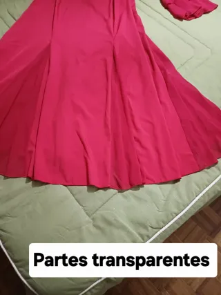 VESTIDO LARGO Manga C/ volantes. C/ transparencias