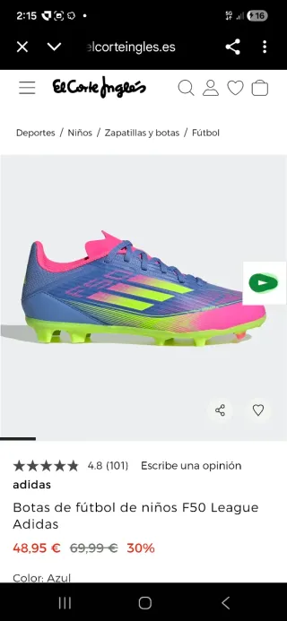 Botas Adidas F50 Niño