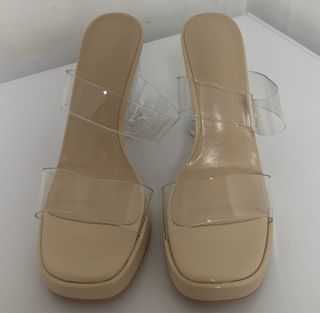 Tacones Beige Plataforma Transparente