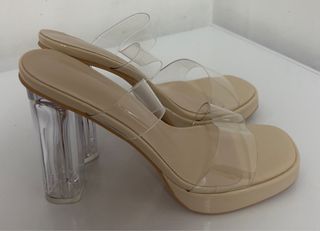 Tacones Beige Plataforma Transparente