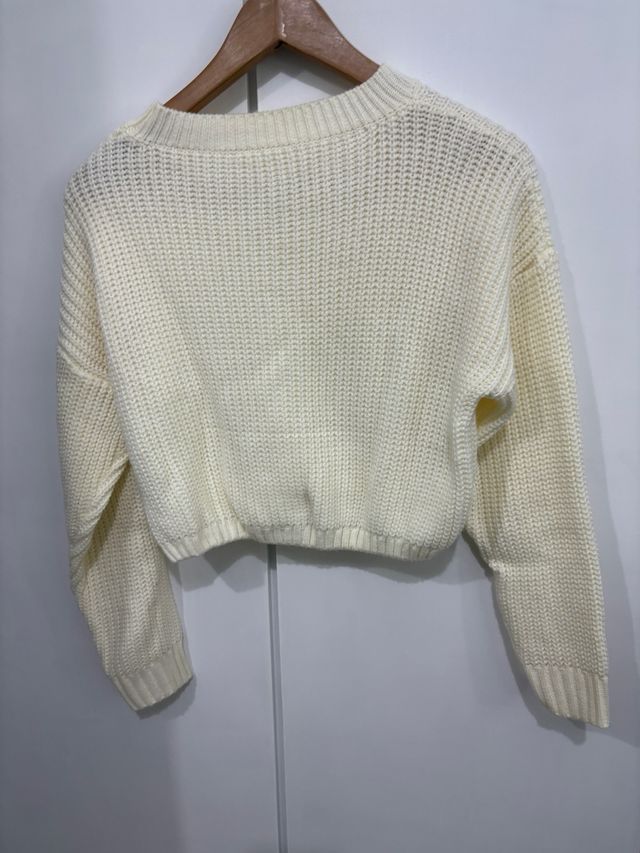 Jersey crop de punto crudo / blanco roto – Talla S