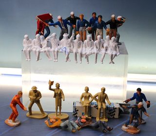 Scalextric figuras humanas, público, espectadores. Originales.