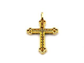 crucifijo oro 18k con piedra con diamante,esmeralda