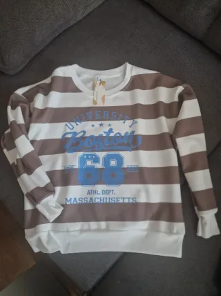 Sudadera rayas marrón y beige University Boston 68