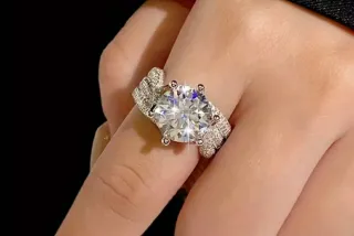 Anillo Moissanita Plata de Ley