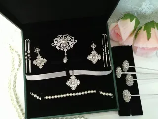 Aderezo Fallera Niña Plata y Perlas